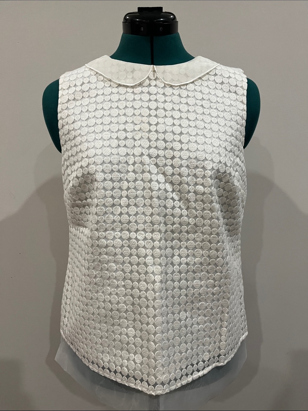 Brooks Brothers White Textured Peter Pan Collar Camisole